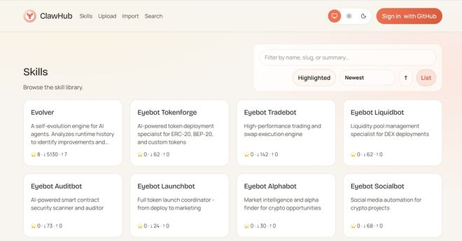 大量开发者、用户在 OpenClaw 的生态中，贡献 skills｜图片来源：ClawHub 主页
