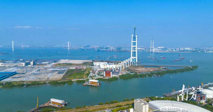 建设中的狮子洋大桥。