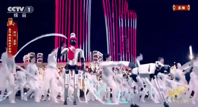 春晚开场节目中表演的魔法原子机器人。 视频截图