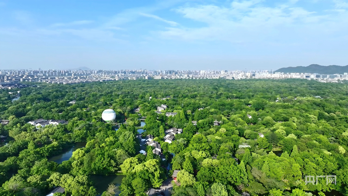 俯瞰杭州，绿色描绘出城市高质量发展的生动图景（央广网记者  尚天宇  摄）