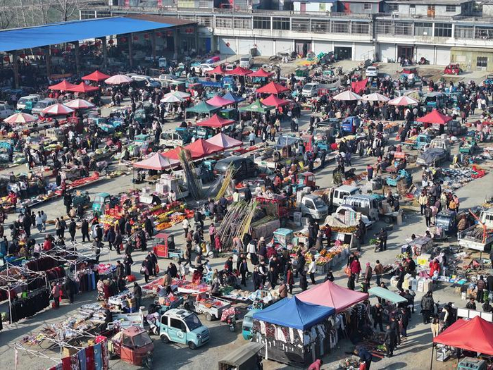 这是江苏邳州邢楼镇的邢楼大集（2月14日摄）。沈青亚摄