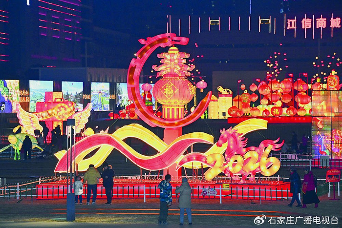 市民在正太广场欣赏花灯。记者 郄 磊 摄