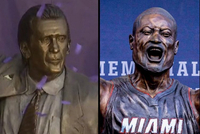 两代热火传奇！莱利与韦德雕像细节对比 哪一座更有神韵？