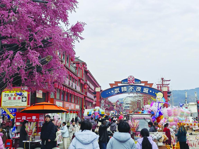 　　图为日间的武陵不夜城，市集里游人如织。