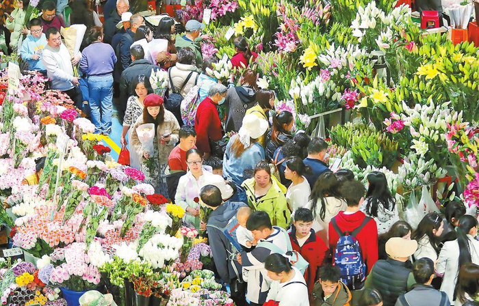 斗南花卉市场购销两旺。 记者 杨峥 摄