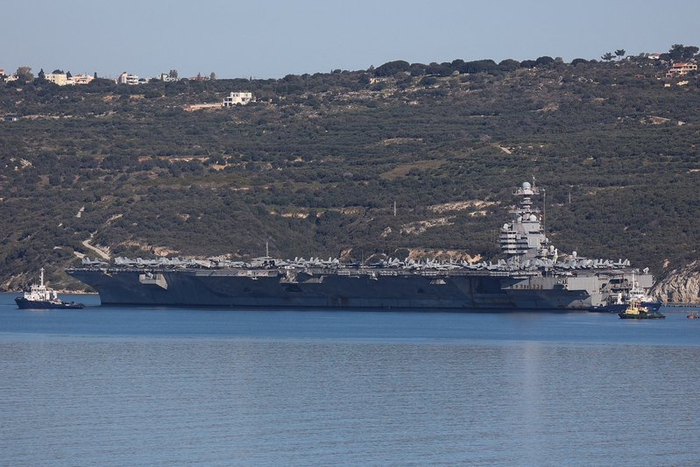 美国“福特号”航母离开希腊克里特岛苏达湾 IC Photo