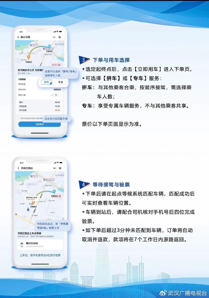 武汉响应式公交操作指南。武汉公交集团供图