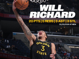 理查德单场至少21分5板6助3断 2012年克莱后勇士首位新秀！