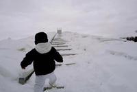 书豪晒照告别2月：儿子第一次看雪 找各种办法为了不让自己打呼