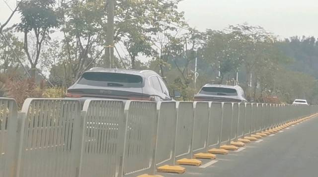 图为比亚迪出口车型下线后，以地跑方式高效集港。