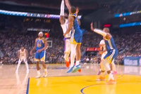 当头一棒！梅尔顿积极跟防 高高跃起送詹姆斯迎面大帽