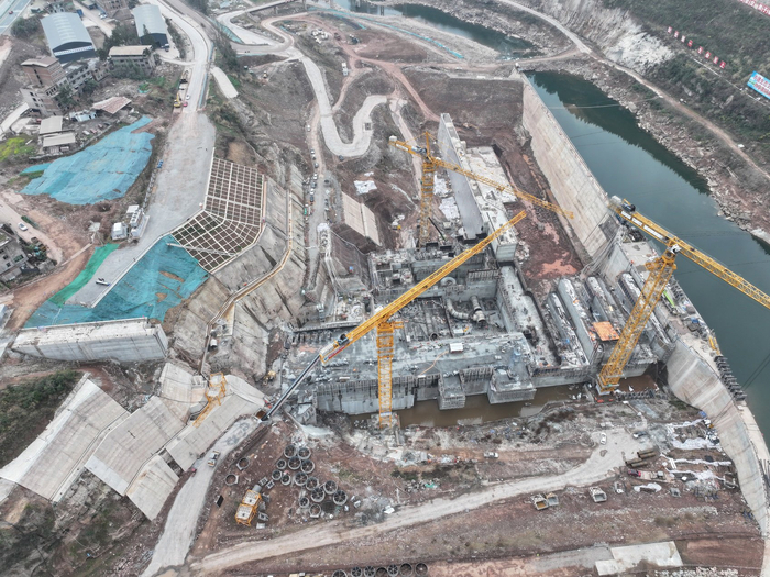 青峪口水库二期建设现场。中铁十一局青峪口水库项目部供图