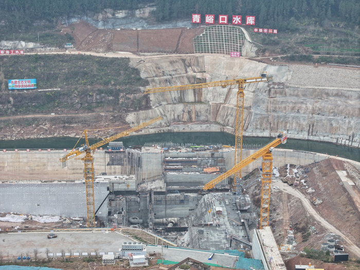 青峪口水库二期建设现场。中铁十一局青峪口水库项目部供图