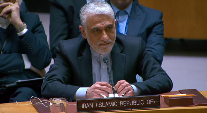 　伊朗常驻联合国代表伊拉瓦尼。 视频截图