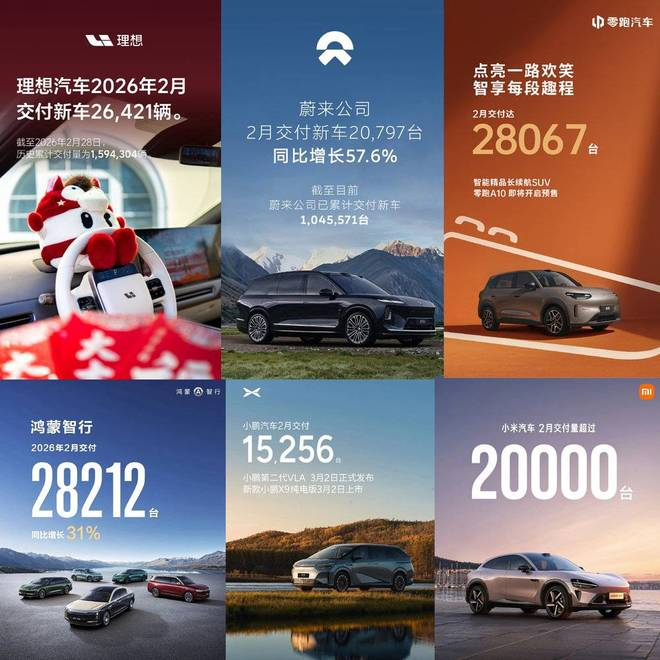 图源：各车企官方