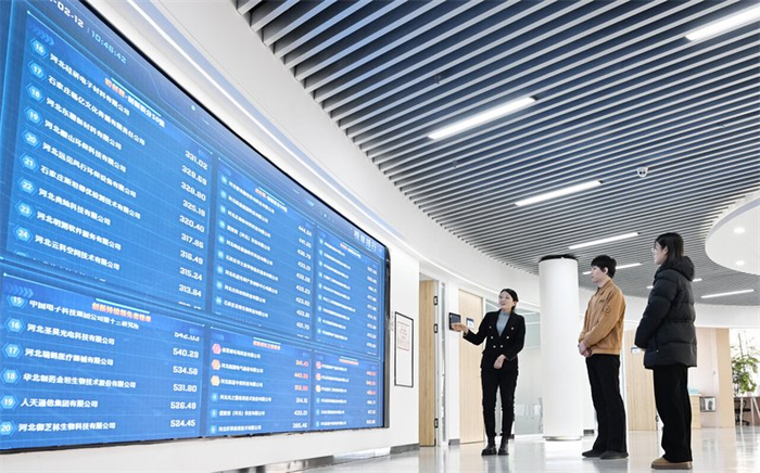 2月12日，石家庄高新区科技金融服务中心工作人员为客户讲解贷款业务。河北日报记者 史晟全摄