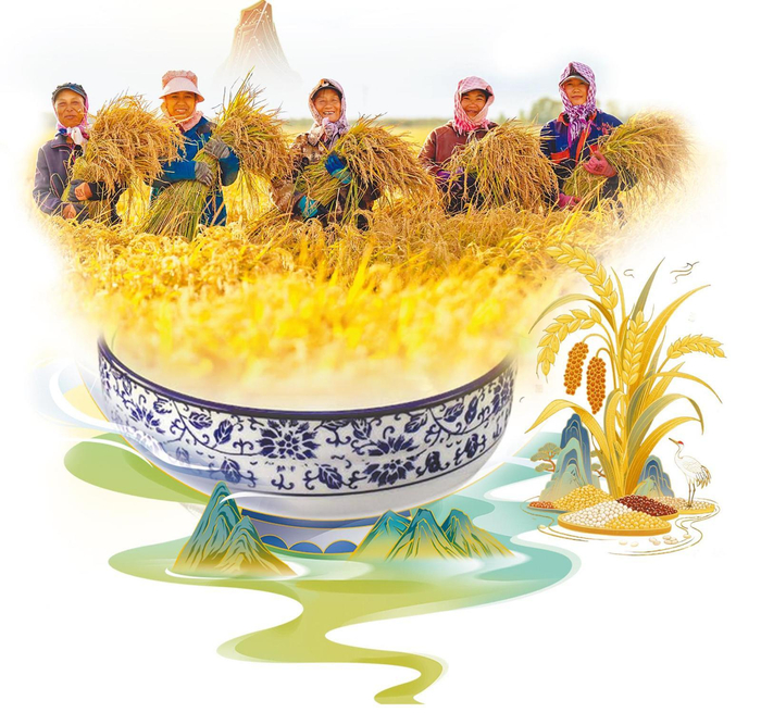 建三江农场稻农喜庆丰收。本报记者 张春雷摄