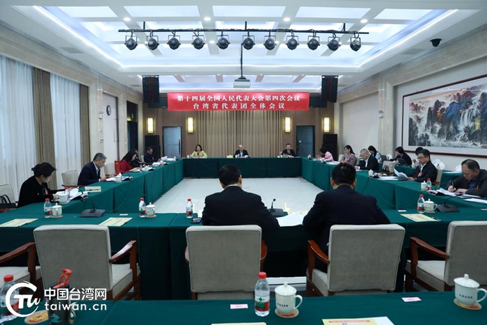 十四届全国人大四次会议台湾省代表团讨论“两高”报告。（中国台湾网记者 李宁 摄）