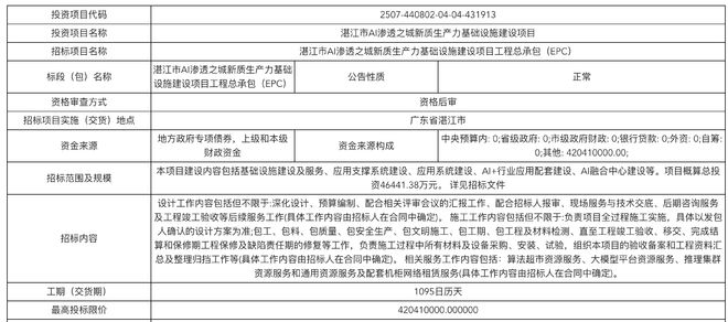 ▲项目招标公告部分截图