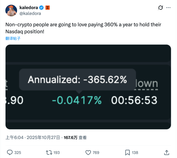 图：Ostium founder 指出传统休市时间开市的 Trade.xyz 在周末时间资金费率爆表