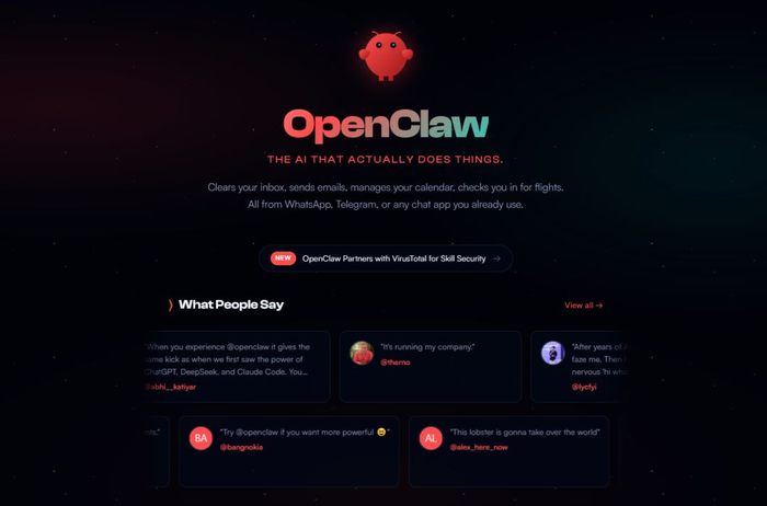 图片来源：OpenClaw官网截图