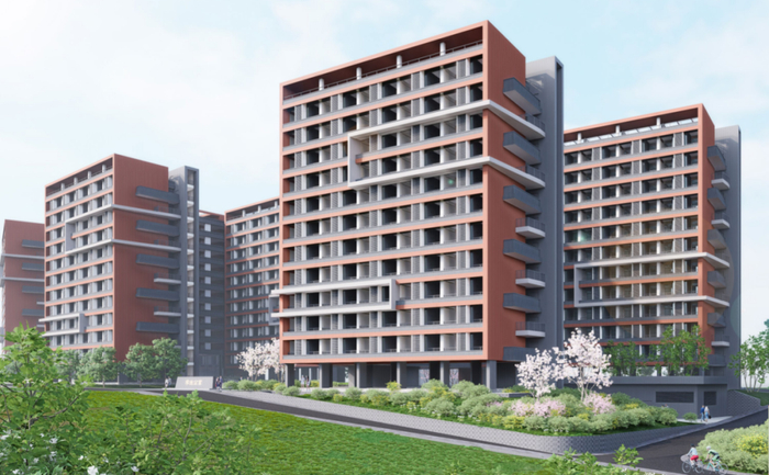 建设中的学生公寓、教师周转用房效果图