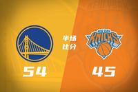 残阵勇士半场54-45领先尼克斯 波杰14分3板4助 布伦森17分2断