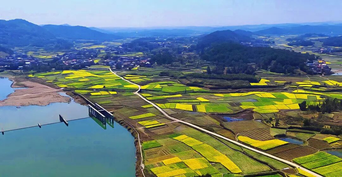 邵阳县伏溪村女娲山公园万亩油菜花盛开。邵阳日报记者颜靖轩 摄