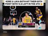 和科比一样都是在剩余14.8秒的情况下得到第60分！东契奇转发