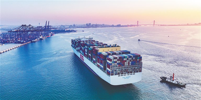 巨轮靠泊洋浦国际集装箱码头。海南日报全媒体记者陈元才 摄