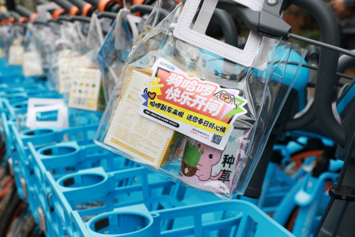 图：哈啰骑行为用户准备的盆栽盲盒