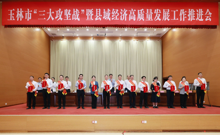 图为会议表彰了玉林市推进“三个攻坚年”活动先进个人。玉林市融媒体中心陈东／摄