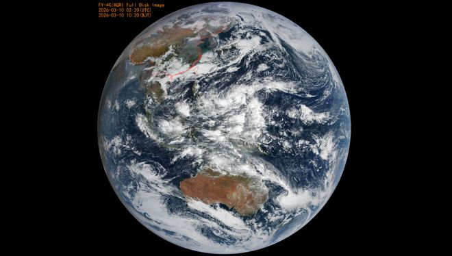 风云四号C星静止轨道辐射成像仪图像 供图：国家卫星气象中心