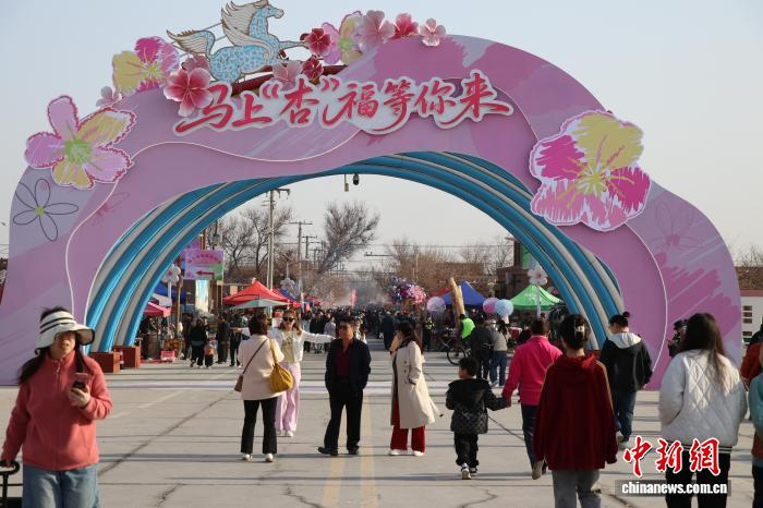 3月20日，新疆托克逊县杏花节在该县夏镇南湖村开幕，吸引众多游客前来。苟继鹏 摄