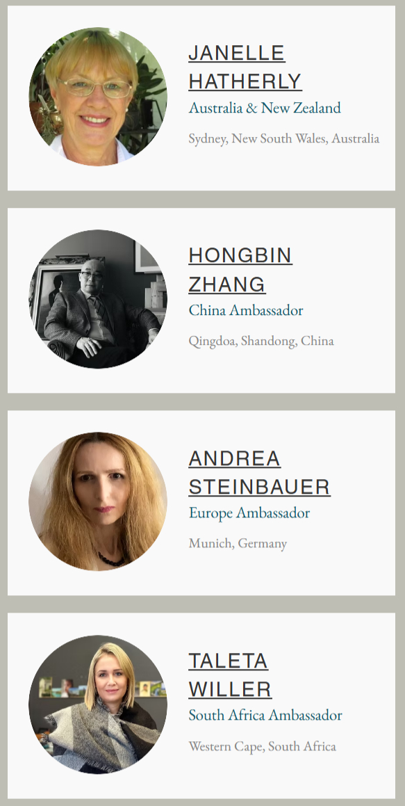 图1：美国肖像画协会网站公布澳大利亚、中国、德国、南非国家大使