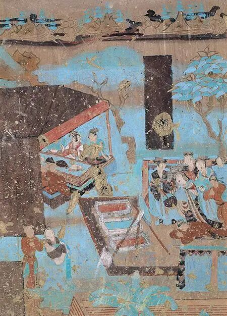 莫高窟第12窟中的世俗婚礼图景。