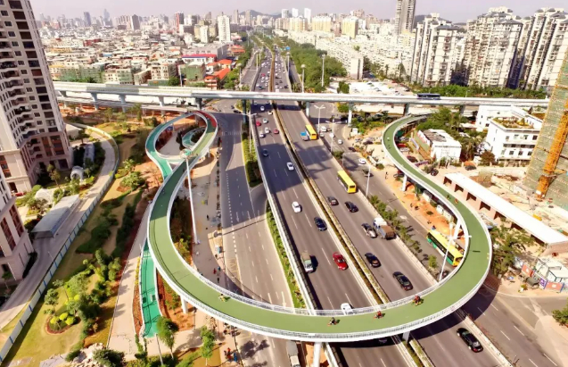 空中自行车道。图源：厦门市市政园林局