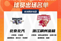 北京VS浙江大名单：麦基&周琦坐镇内线 程帅澎&赵睿国手对决