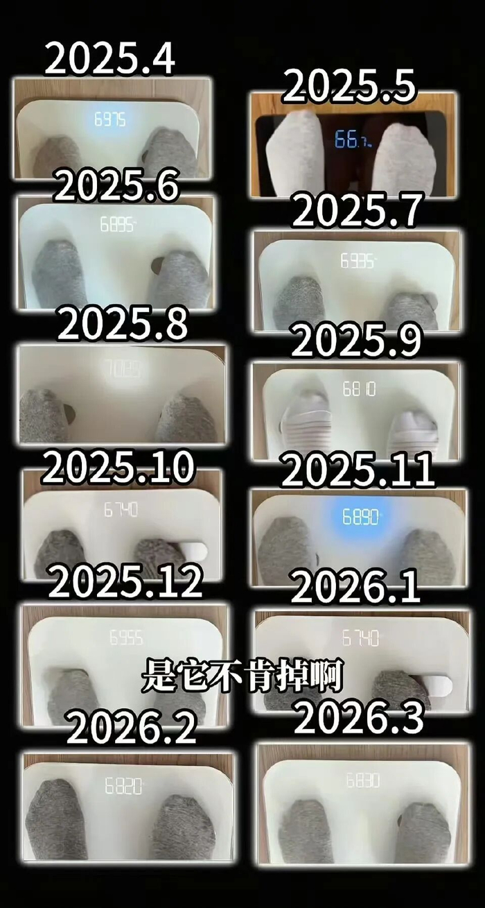 颜如晶记录自己一年来的体重