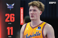 这新秀太NB了！康神克尼佩尔三分10中6射落26分11板8助力斩纽约