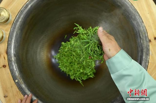 3月27日，炒茶师炒制西湖龙井茶。中新社记者 王刚 摄