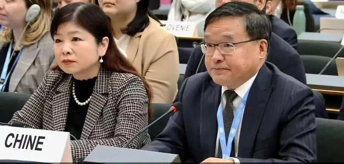 中国代表在人权理事会谴责美国、以色列袭击伊朗学校暴行。图源：中国常驻日内瓦代表团微信公号