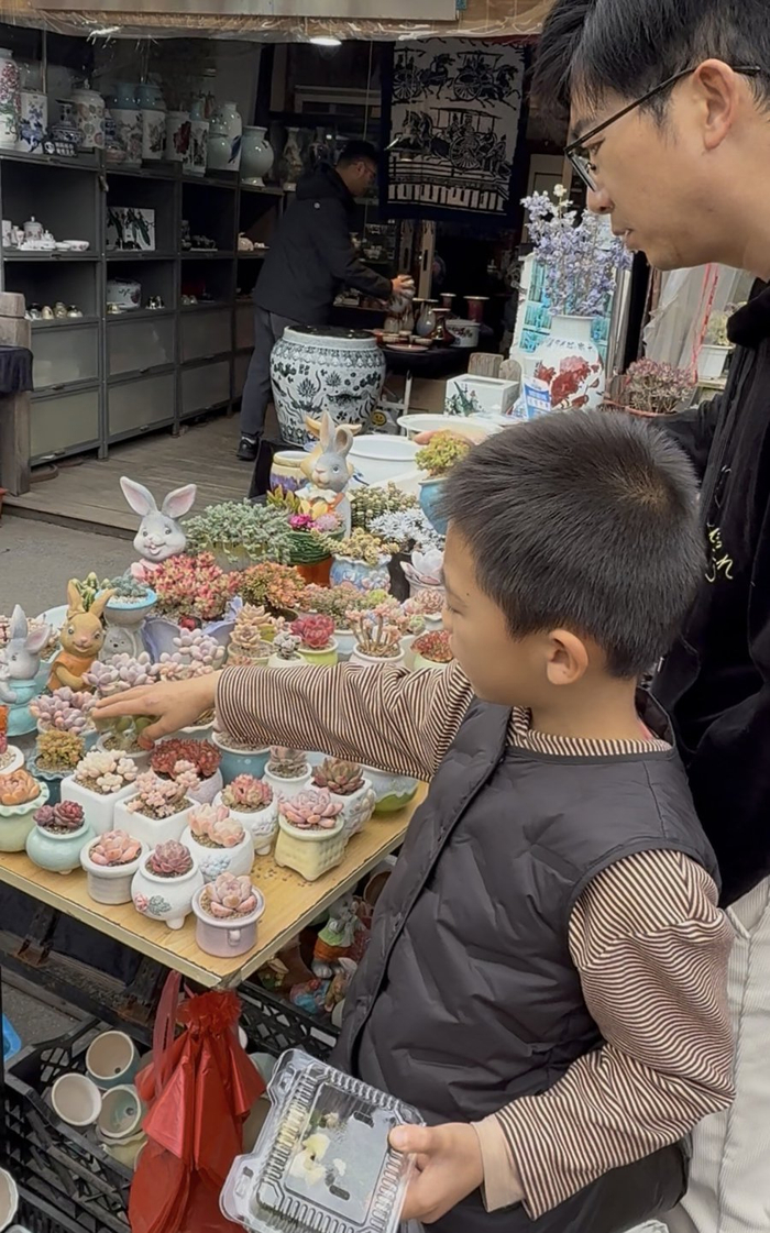 市民在逛岚灵花鸟市场。王海燕摄