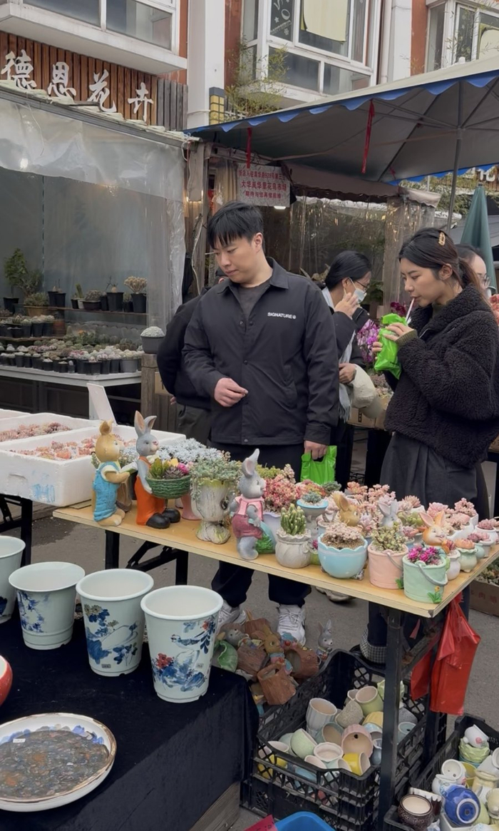 市民在逛岚灵花鸟市场。王海燕摄