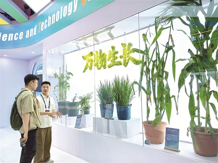 3月27日至31日，2026种子大会暨南繁硅谷论坛在海南三亚举行。 图为观众在室内展区现场参观。李灵娜 摄
