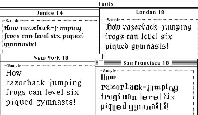 ▲ Macintosh 上的字体