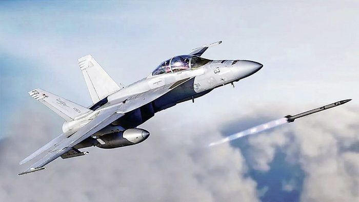 　　F/A-18F战斗机发射AIM-260空空导弹（渲染图）。