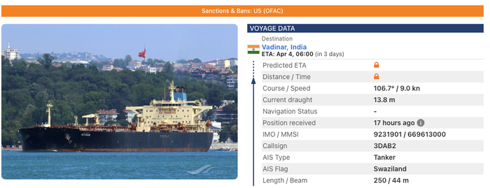 （来源：vesselfinder）