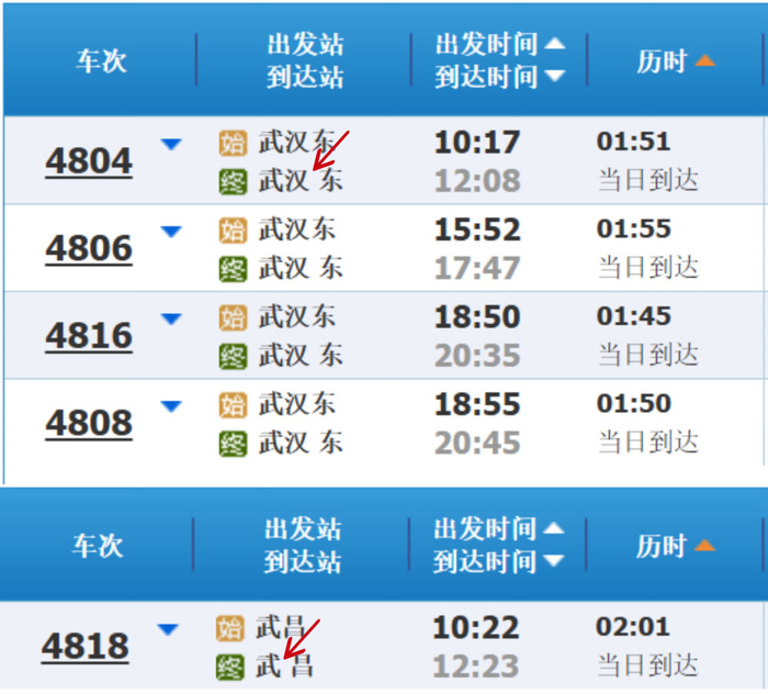 12306网站上5趟环线绿皮火车的车次截图。新华社发