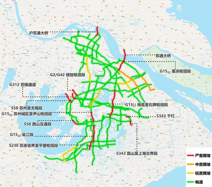 清明期间苏州易拥堵路段分布
